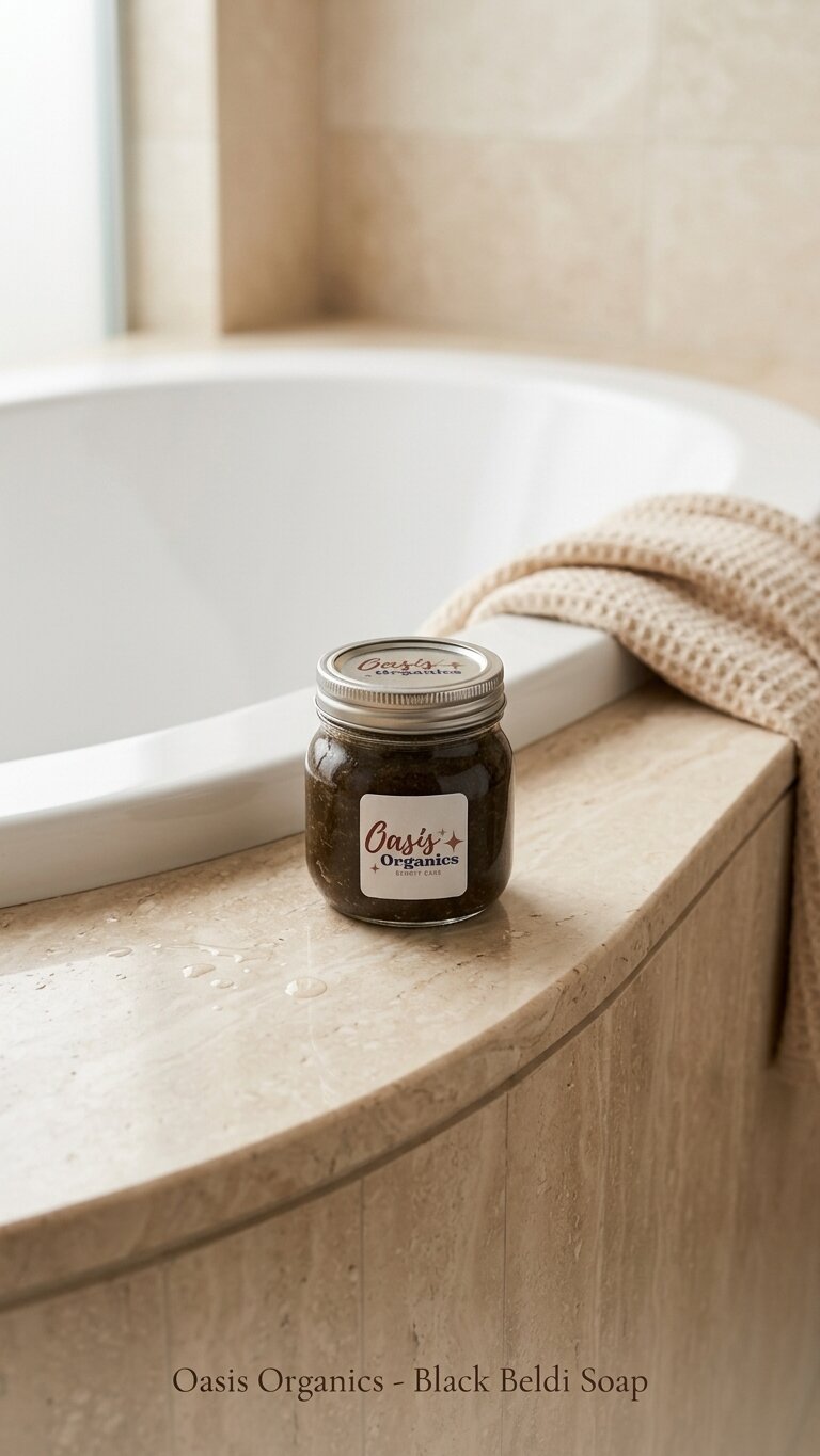 Black Beldi Soap view 3 — Oasis Organics